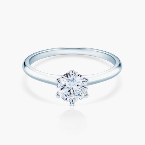 Pierścionek zaręczynowy The Journey: białe złoto, biały szafir